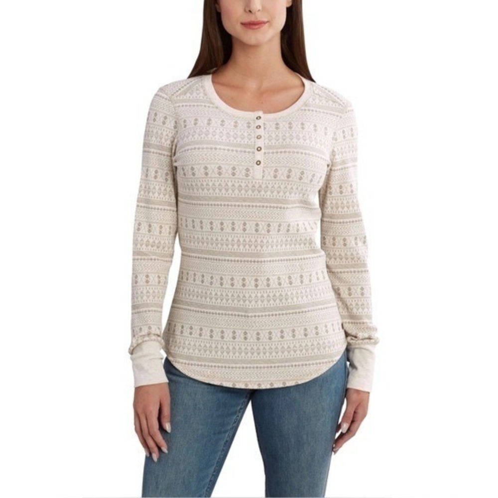 Carhartt Meadow printed henley long sleeve top shirt thermal S